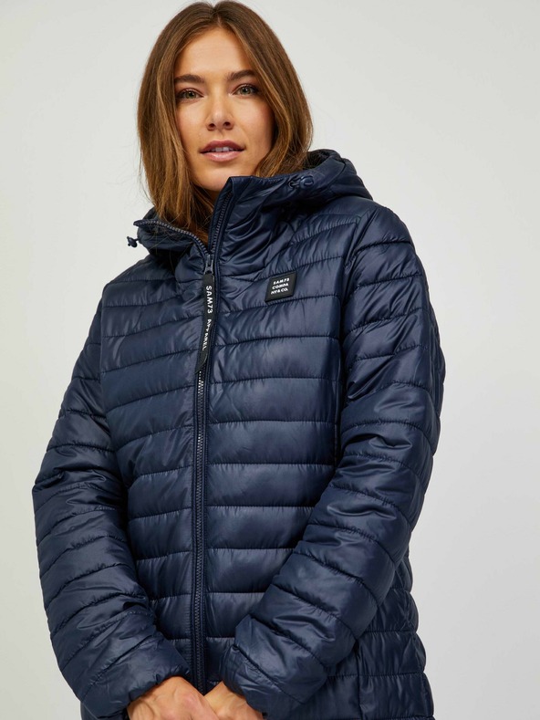 Sam 73 Σκούρο μπλε γυναικείο καπιτονέ παλτό Sam 73