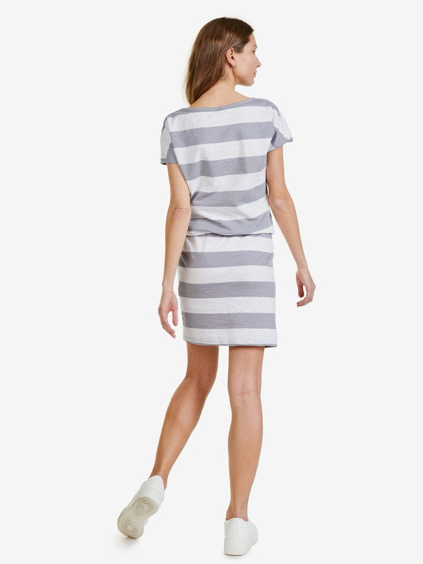 Sam 73 Λευκό και γκρι γυναικείο ριγέ κοντό φόρεμα SAM 73 Matilda