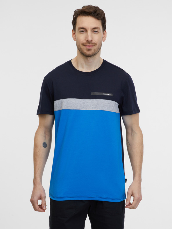 Sam 73 Μπλε και μαύρο ανδρικό μπλουζάκι SAM 73 Ernesto