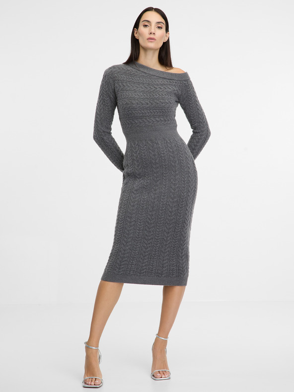 Orsay Γκρι γυναικείο αμάνικο μίντι φόρεμα ORSAY