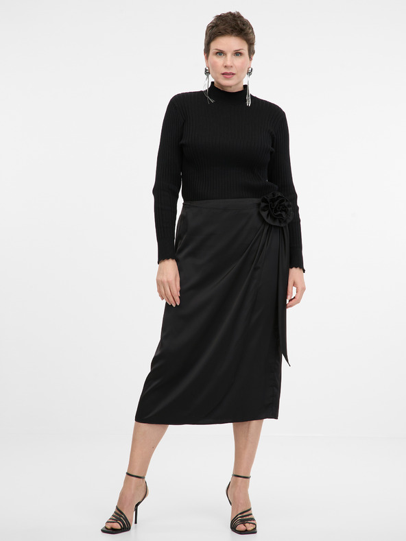 Orsay Μαύρη γυναικεία μίντι φούστα ORSAY