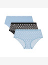 DIM DIM LES POCKETS COTTON BOXER 3x - Γυναικείο βαμβακερό εσώρουχο 3 τεμαχίων - μαύρο - γαλάζιο - λευκό