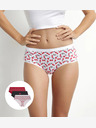 DIM DIM LES POCKETS COTTON BOXER 3x - Γυναικείο βαμβακερό εσώρουχο 3 τμχ - Μαύρο - Λευκό - Κόκκινο