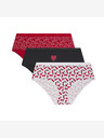 DIM DIM LES POCKETS COTTON BOXER 3x - Γυναικείο βαμβακερό εσώρουχο 3 τμχ - Μαύρο - Λευκό - Κόκκινο