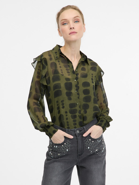 Orsay Πράσινη γυναικεία μπλούζα με γιακά ORSAY