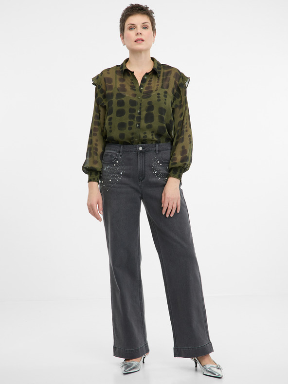 Orsay Πράσινη γυναικεία μπλούζα με γιακά ORSAY