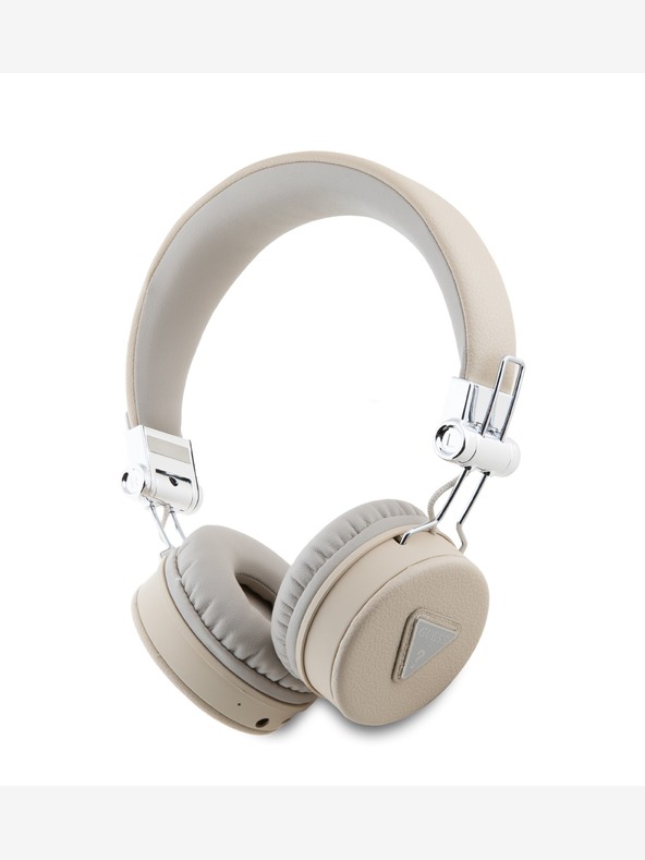 Guess Guess PU σαγρέ τριγωνικό λογότυπο ENC ασύρματα ακουστικά μπεζ