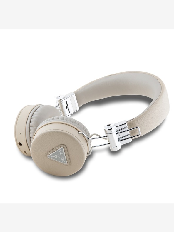 Guess Guess PU σαγρέ τριγωνικό λογότυπο ENC ασύρματα ακουστικά μπεζ