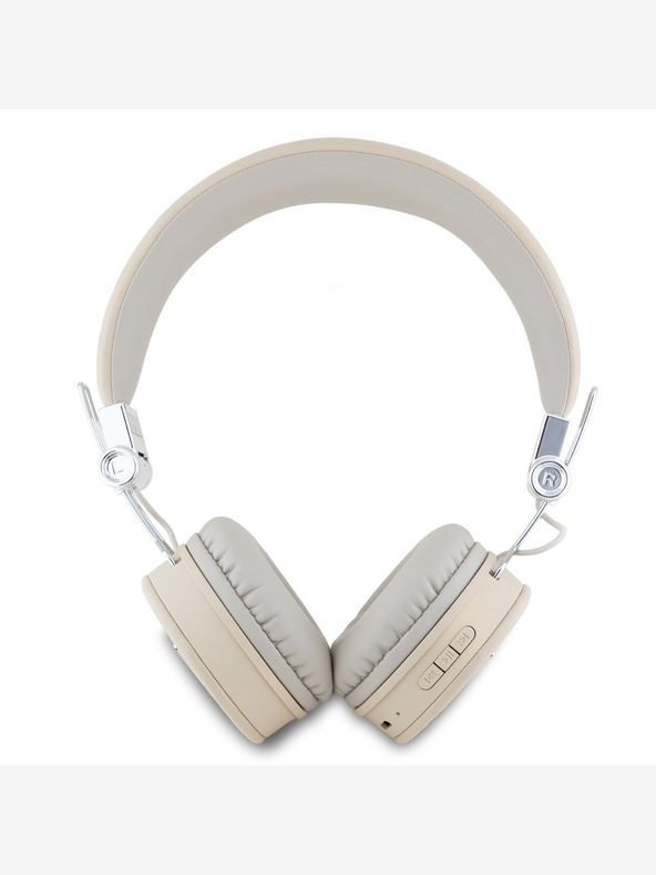 Guess Guess PU σαγρέ τριγωνικό λογότυπο ENC ασύρματα ακουστικά μπεζ