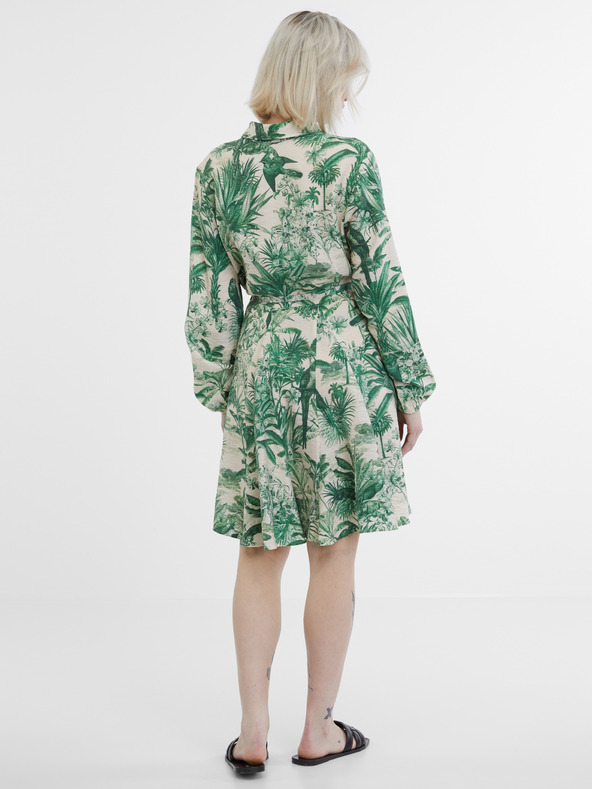 Orsay Πράσινο και μπεζ γυναικείο πουκάμισο φόρεμα ORSAY