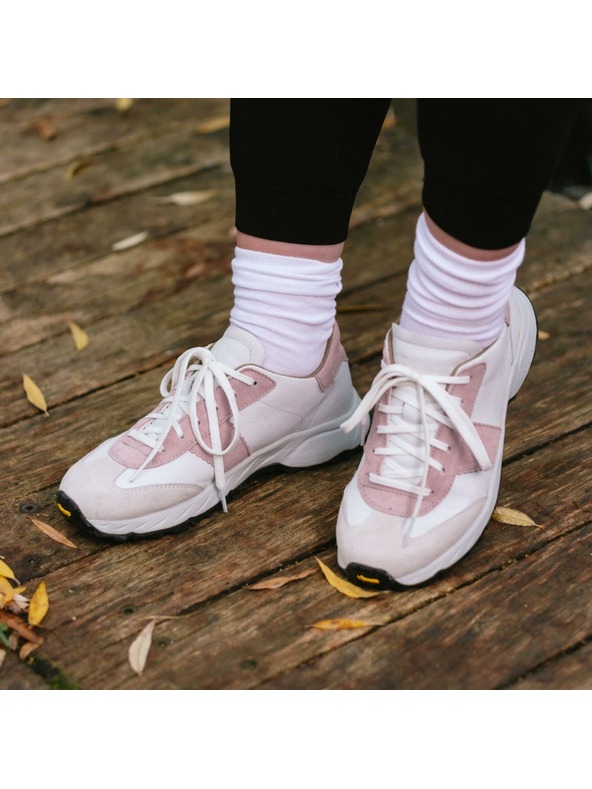 Vasky Botas Nordic Mellow - Ladies leather outdoor sneakers / boots white-pink Czech production from Zlín