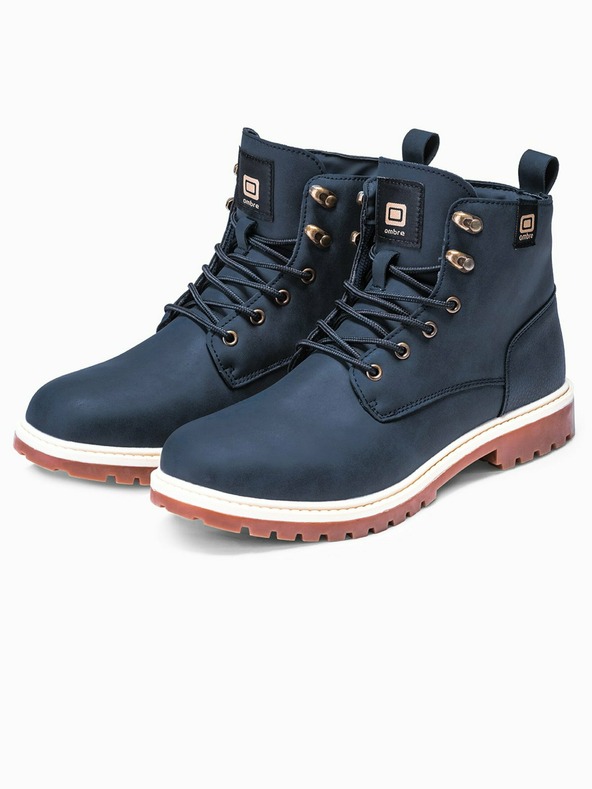 Ombre Clothing Σκούρο μπλε ανδρικές χειμερινές μπότες αστραγάλου Ombre Clothing