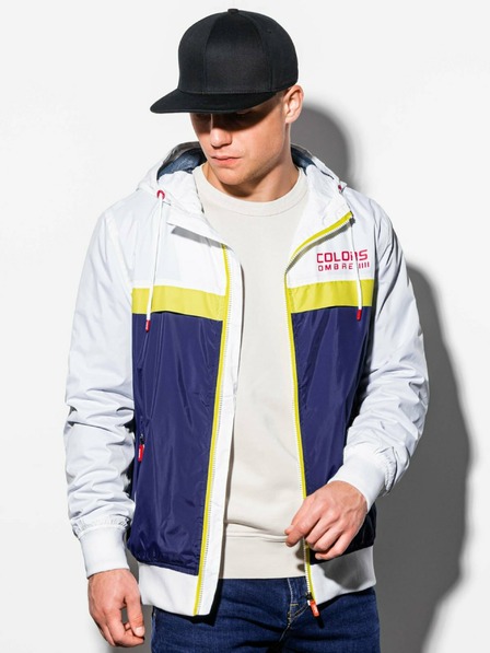 Ombre Clothing Μπλε και άσπρο ανδρικό ανοιξιάτικο μπουφάν Ombre Ρούχα C438