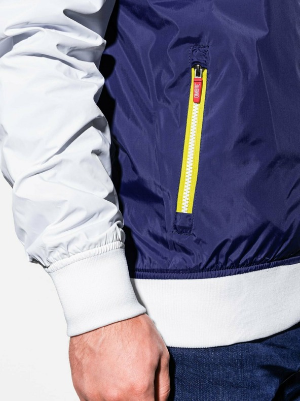 Ombre Clothing Μπλε και άσπρο ανδρικό ανοιξιάτικο μπουφάν Ombre Ρούχα C438