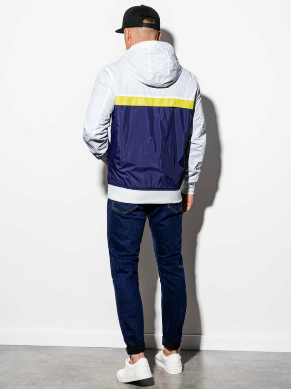 Ombre Clothing Μπλε και άσπρο ανδρικό ανοιξιάτικο μπουφάν Ombre Ρούχα C438