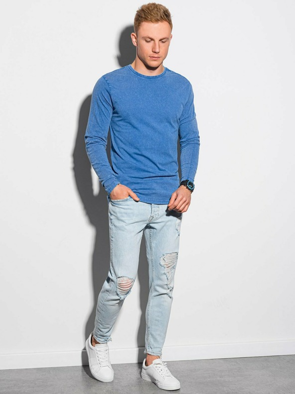 Ombre Clothing Μπλε ανδρικό βασικό πουκάμισο Ombre Clothing