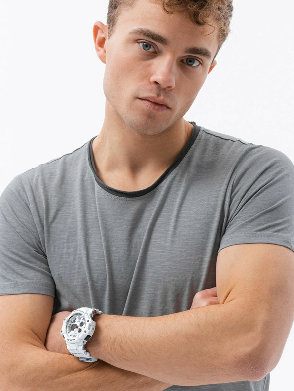 Ombre Clothing Γκρι Ανδρικό T-Shirt Ombre Ρούχα