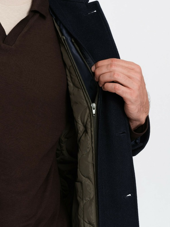 Ombre Clothing Ανδρικό μονόπετο παλτό με γιακά και υποκάμισο Ombre ρούχα