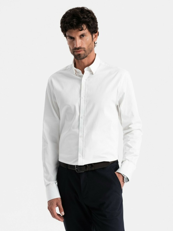 Ombre Clothing Ανδρικό σατέν πουκάμισο Ombre Clothing SLIM FIT V1 OM-SHOS-0176