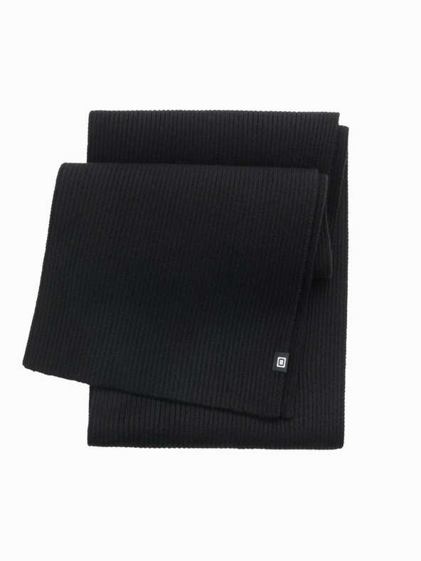 Ombre Clothing Ανδρικό μονόχρωμο πλεκτό κασκόλ με κορδέλα μαύρο Ombre Clothing