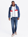 Ombre Clothing Ανδρικό πολύχρωμο ρετρό αθλητικό μπουφάν μπλε και λευκό Ombre Clothing