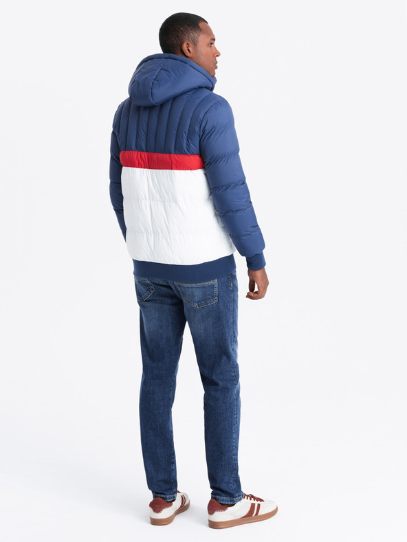 Ombre Clothing Ανδρικό πολύχρωμο ρετρό αθλητικό μπουφάν μπλε και λευκό Ombre Clothing