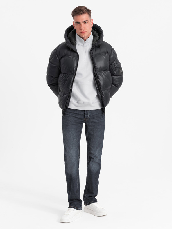 Ombre Clothing Ανδρικό ζεστό μπουφάν με ραβδωτά τελειώματα Ombre Clothing