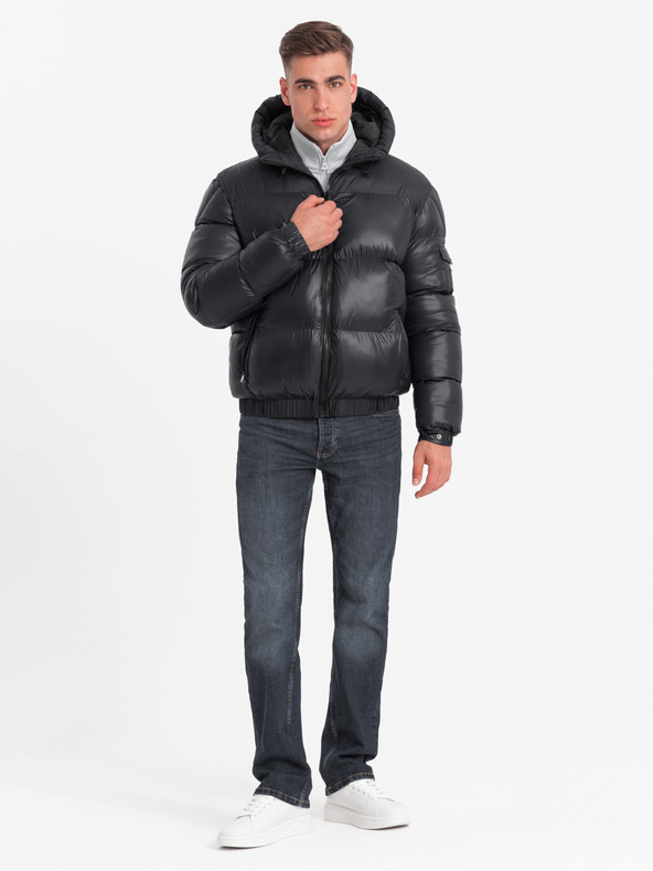 Ombre Clothing Ανδρικό ζεστό μπουφάν με ραβδωτά τελειώματα Ombre Clothing