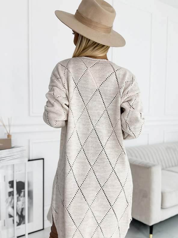 numoco Μπεζ γυναικεία μακριά ζακέτα Numoco