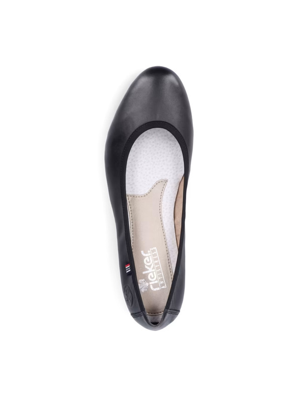 Rieker Μαύρες δερμάτινες μπαλαρίνες Rieker