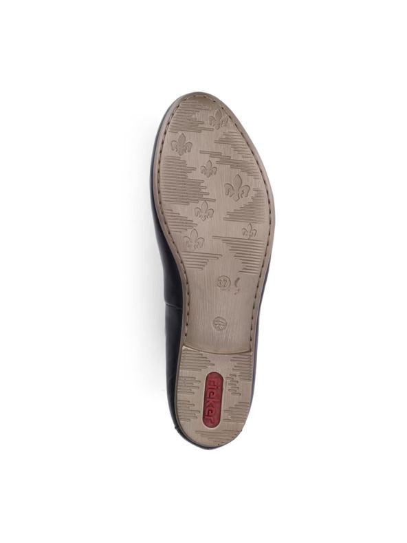 Rieker Μαύρες δερμάτινες μπαλαρίνες Rieker