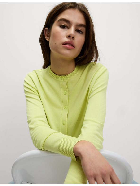 Marks & Spencer Cardigan with round neck and front buttons Marks & Spencer in green