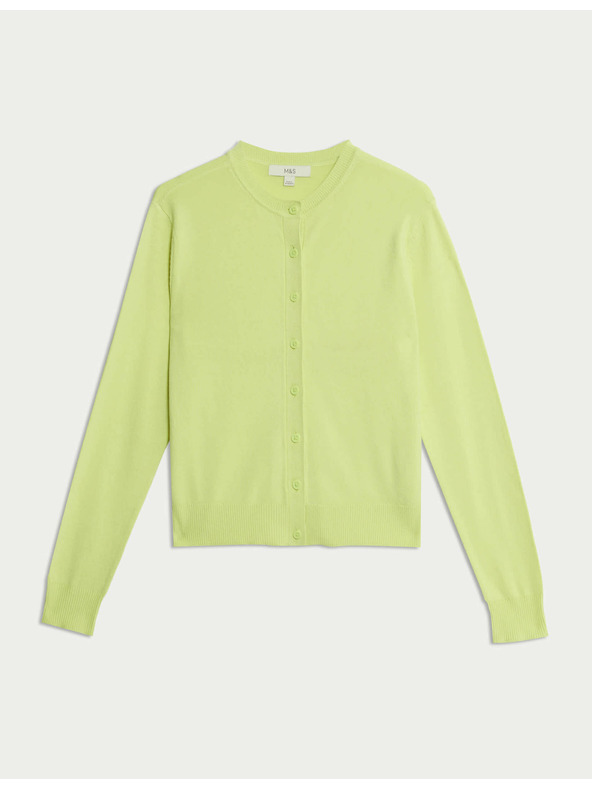 Marks & Spencer Cardigan with round neck and front buttons Marks & Spencer in green