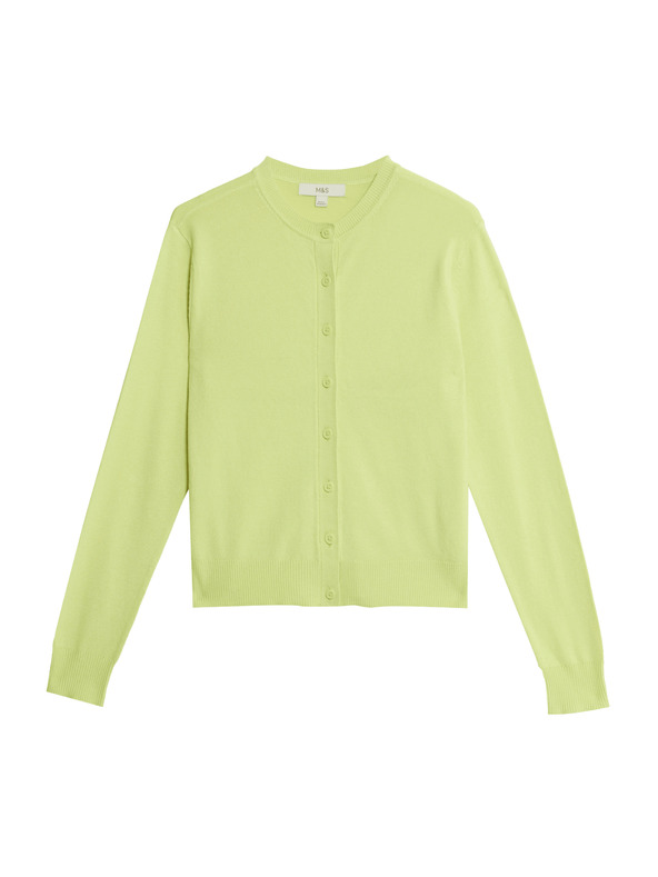Marks & Spencer Cardigan with round neck and front buttons Marks & Spencer in green