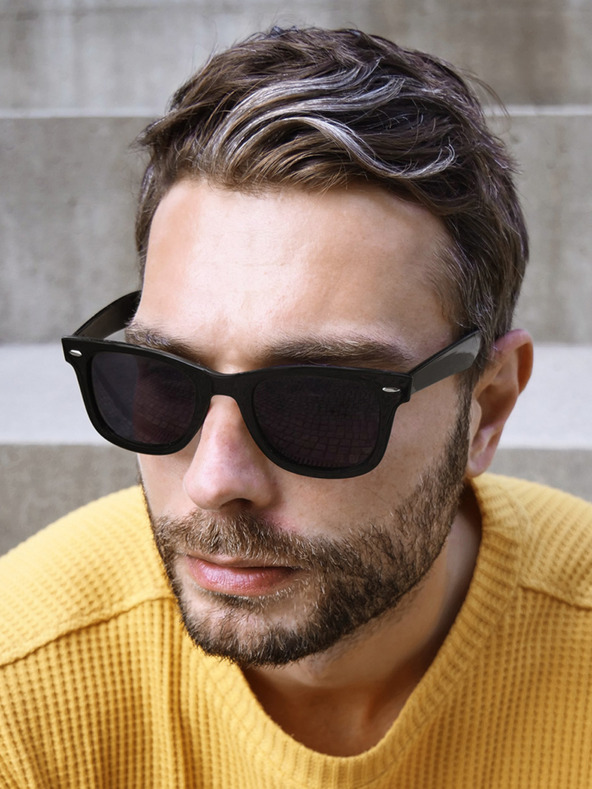 VEYREY VeyRey Γυαλιά ηλίου Πολωτικά γυαλιστερά γυαλιστερά Nerd Μαύρο με μαύρους φακούς