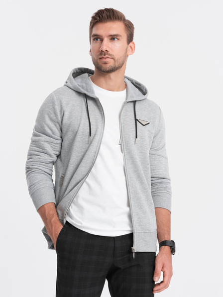 Ombre Clothing Ανοιχτό γκρι ανδρικό φούτερ με κουκούλα Ombre Clothing