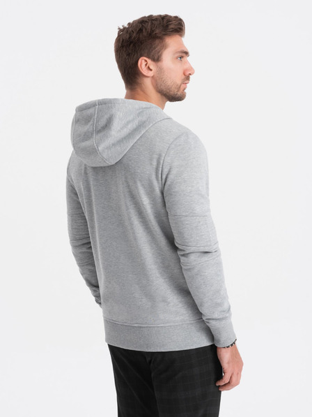 Ombre Clothing Ανοιχτό γκρι ανδρικό φούτερ με κουκούλα Ombre Clothing
