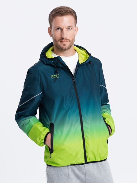Ombre Clothing Πράσινο και πετρόλ ανδρικό αθλητικό μπουφάν Ombre Clothing