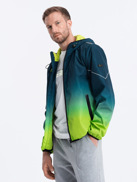 Ombre Clothing Πράσινο και πετρόλ ανδρικό αθλητικό μπουφάν Ombre Clothing