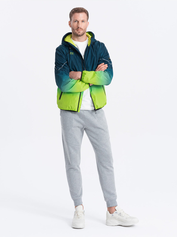 Ombre Clothing Πράσινο και πετρόλ ανδρικό αθλητικό μπουφάν Ombre Clothing