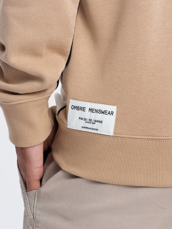 Ombre Clothing Λευκό και μπεζ ανδρικό φούτερ Ombre Clothing