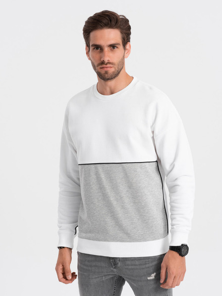 Ombre Clothing Γκρι και λευκό ανδρικό φούτερ Ombre Clothing