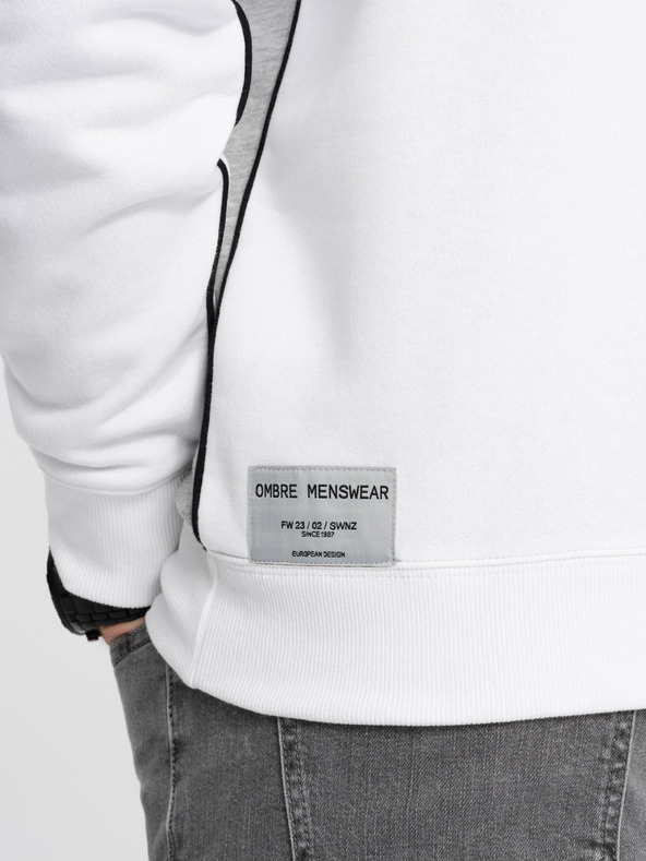 Ombre Clothing Γκρι και λευκό ανδρικό φούτερ Ombre Clothing