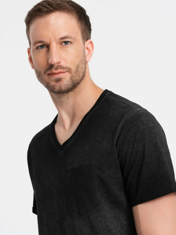 Ombre Clothing Μαύρο ανδρικό ριγέ t-shirt Ombre Clothing