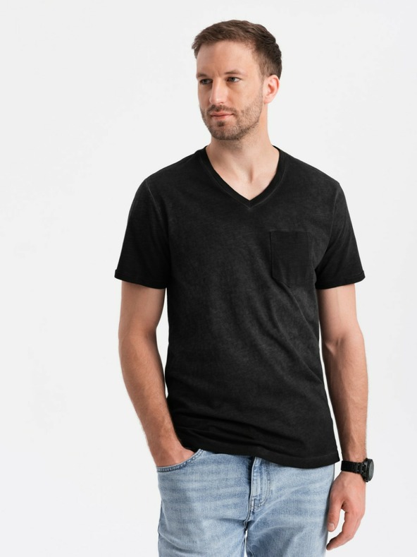 Ombre Clothing Μαύρο ανδρικό ριγέ t-shirt Ombre Clothing