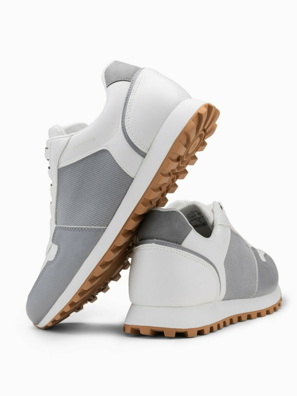 Ombre Clothing Ανδρικά λευκά και γκρι αθλητικά παπούτσια Ombre Clothing