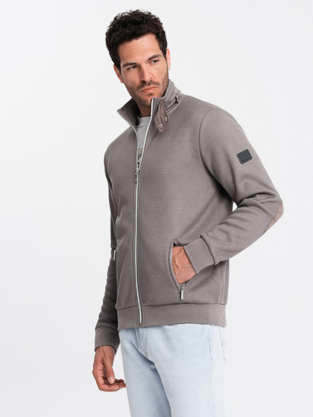 Ombre Clothing Γκρι ανδρικό μπουφάν με ψηλό γιακά και εσωτερικό fleece Ombre Clothing