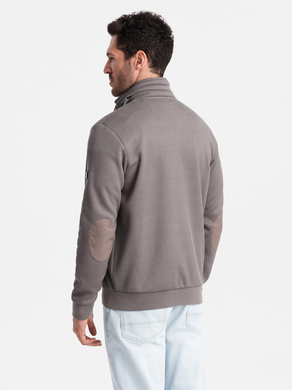 Ombre Clothing Γκρι ανδρικό μπουφάν με ψηλό γιακά και εσωτερικό fleece Ombre Clothing