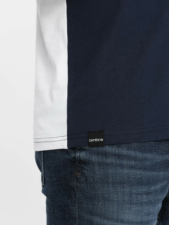 Ombre Clothing Κόκκινο και λευκό ανδρικό βαμβακερό t-shirt Ombre Clothing