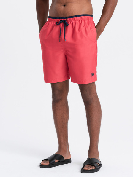 Ombre Clothing Κοραλλί ανδρικό μαγιό με ραβδώσεις Ombre Clothing